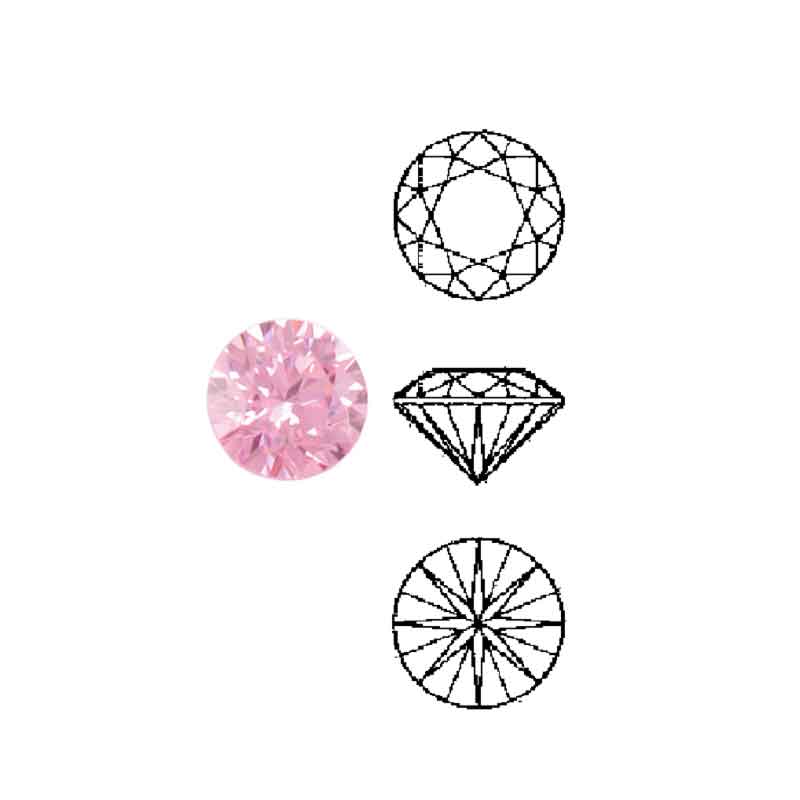 Cubic Zirconia sintetiche rosa, rotonde Cubic Zirconia sintetiche rosa, rotonde