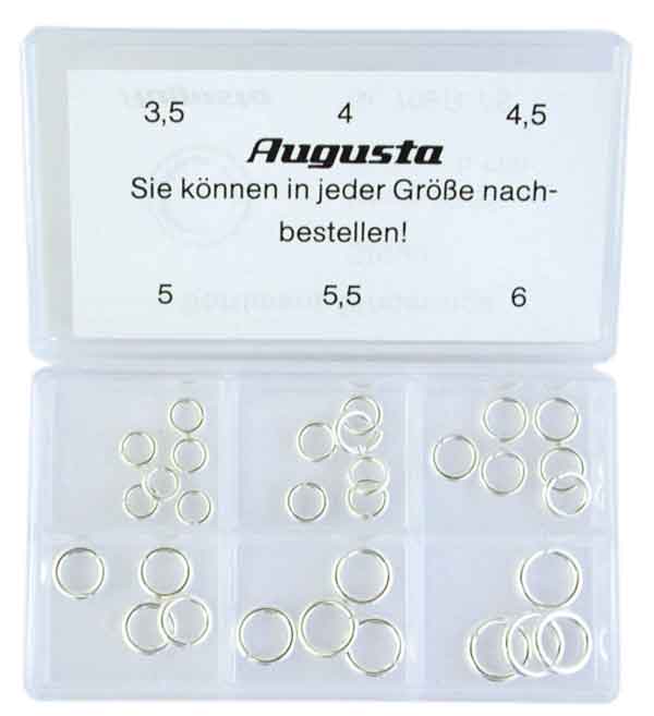 Assortimento di anellini tondi, argento, 3,5 - 6 mm, 30 pz.