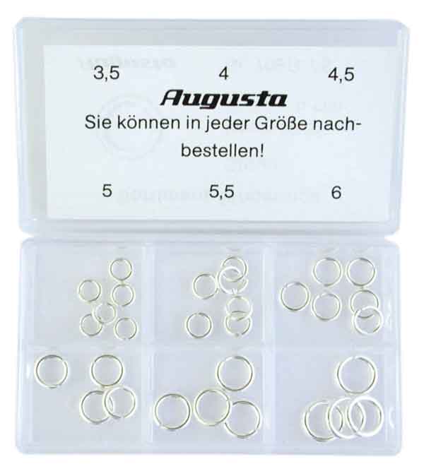 Assortimento di anellini tondi, argento, 3,5 - 6 mm, 30 pz. Assortimento di anellini tondi, argento, 3,5 - 6 mm, 30 pz.