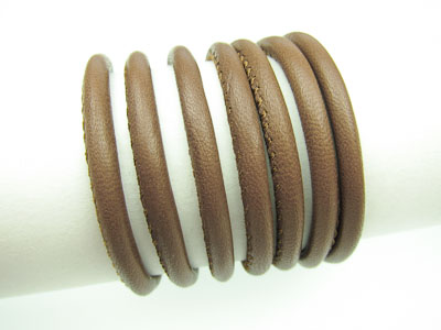 Nappa leather with core, round lined, Ø 4 mm, brown Nappa leather with core, round lined, Ø 4 mm, brown