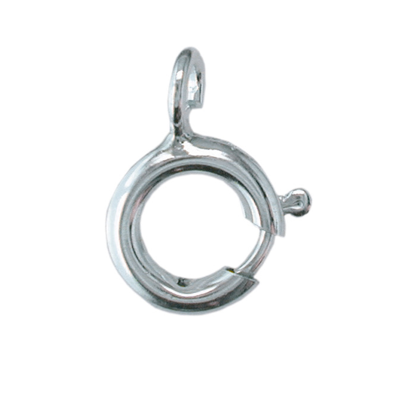 Spring rings without collar, silver rhodium plated