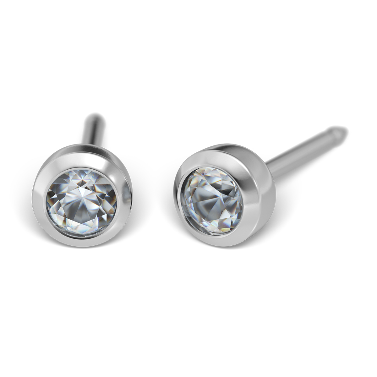System 75 ear studs 14 ct yellow gold white rhodium plated