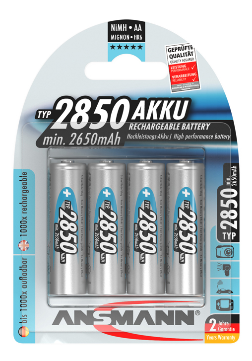 Batterie ANSMANN Mignon ricaricabili 2850 mAh HR6 - AA