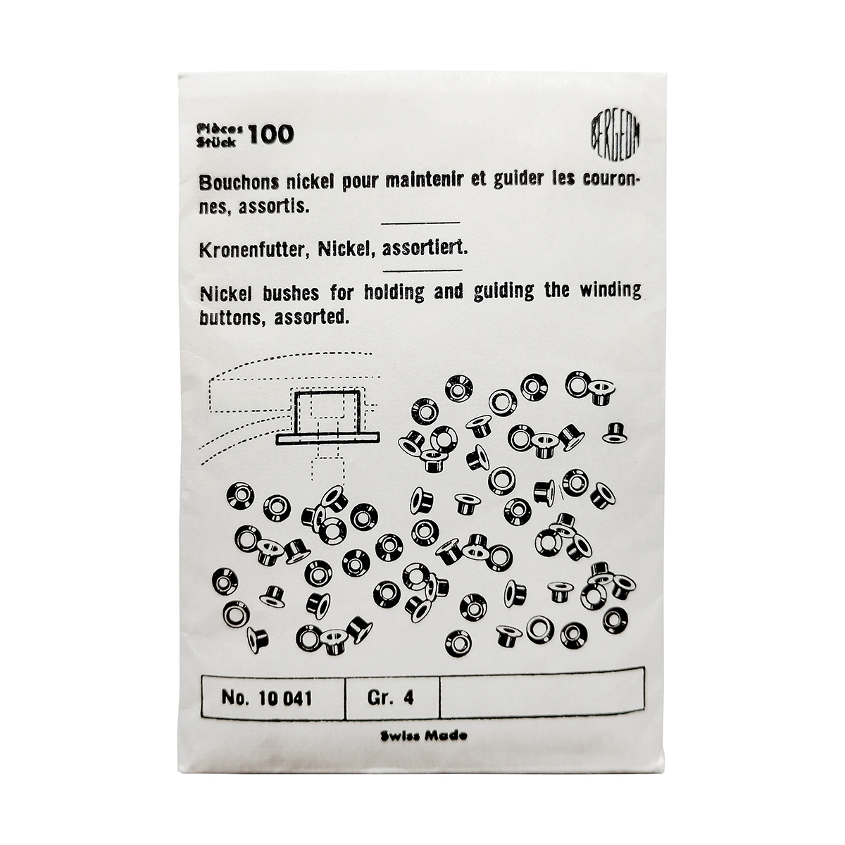 Bergeon Kronenfutter, Nickel, sortiert