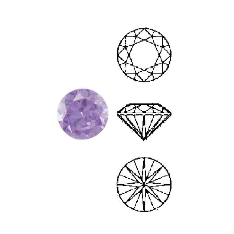 Cubic Zirconia sintetiche violetta, rotonde Cubic Zirconia sintetiche violetta, rotonde