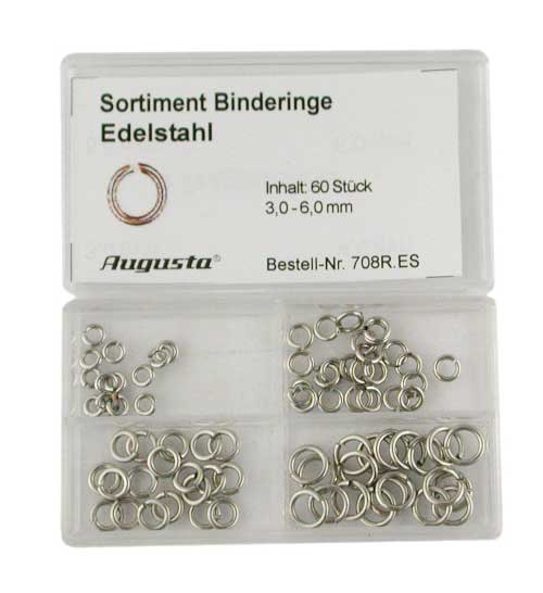 Assortimento di anellini tondi, acciaio, 2,5 - 6 mm, 60 pezzi Assortimento di anellini tondi, acciaio, 2,5 - 6 mm, 60 pezzi