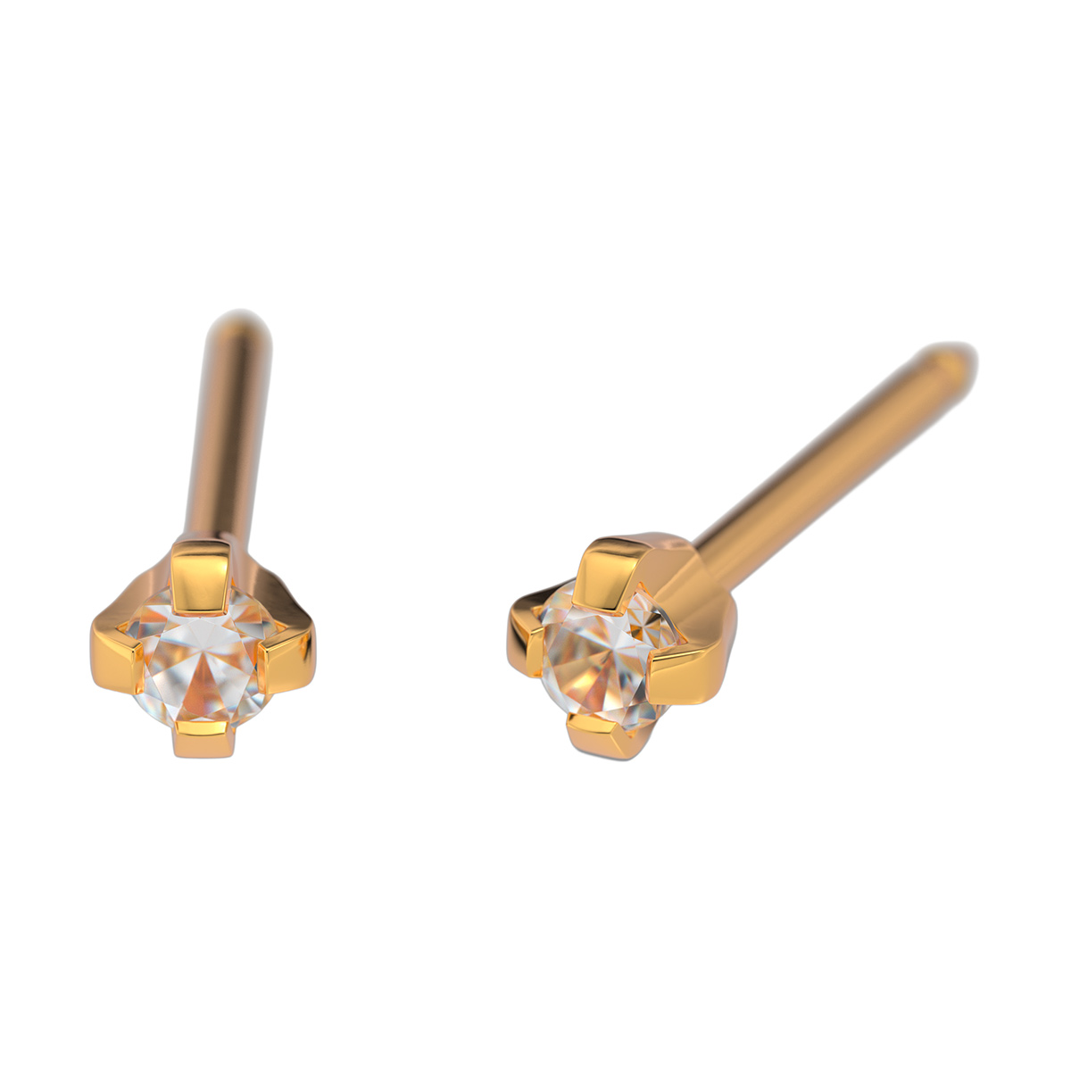System 75 ear studs, 18 ct yellow gold