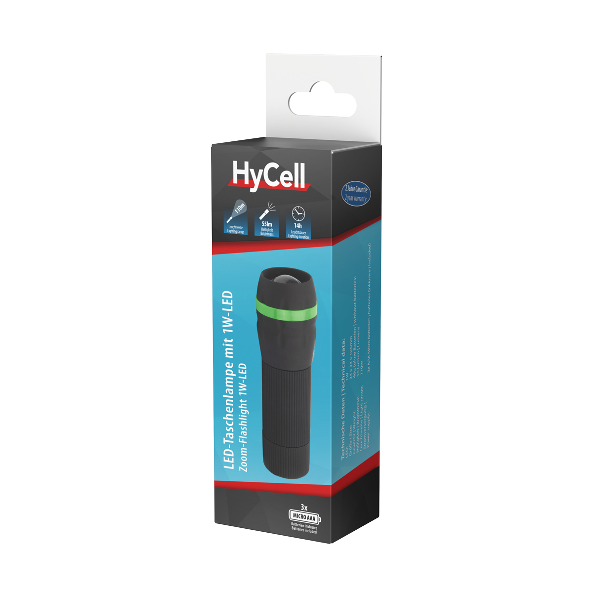 Hycell zoom flashlight with LED
