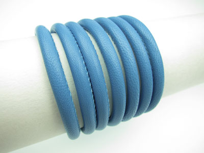 Nappa leather with core, round lined, Ø 4 mm, turquoise