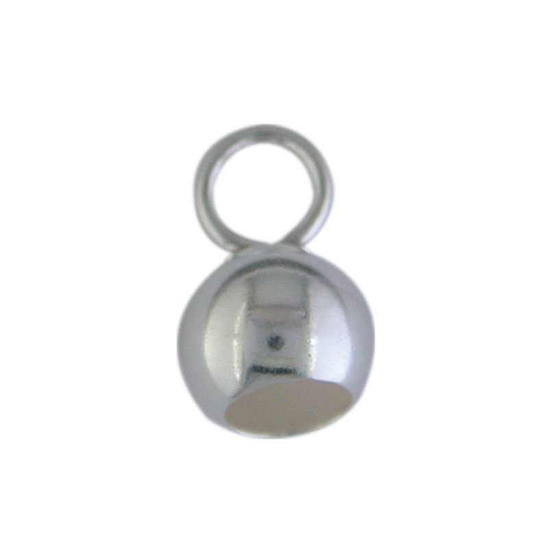 End caps with large closed eyelet, white gold 585