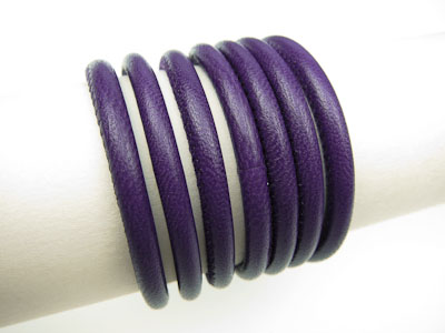 Nappa leather with core, round lined, Ø 4 mm, purple Nappa leather with core, round lined, Ø 4 mm, purple