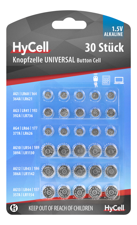 30HY_AA HyCell set di batterie a bottone, blister da 30 pezzi