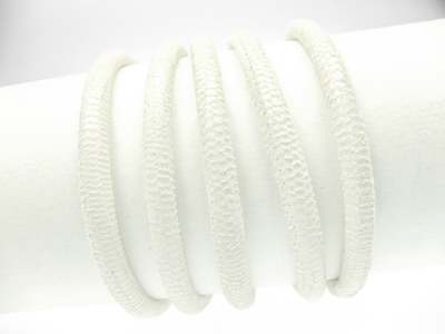 Nappa leather cord lizard embossing, round lined, Ø 4 mm, white