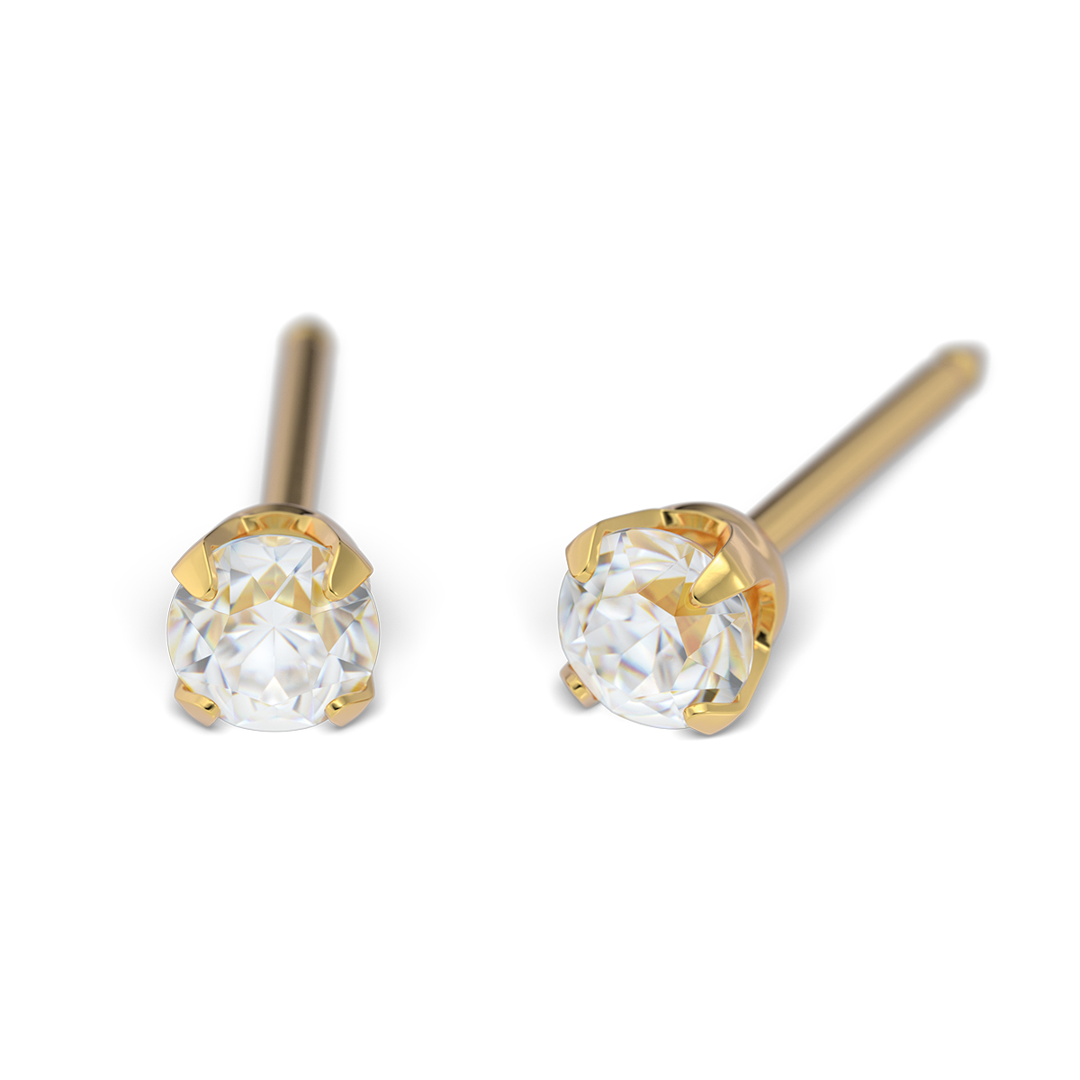 System 75 ear studs, 14 ct yellow gold