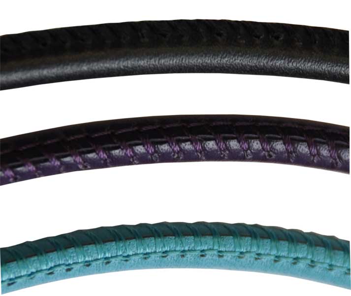 Cordoncino di pelle liscia, Ø 5 mm, con cucitura, fucsia