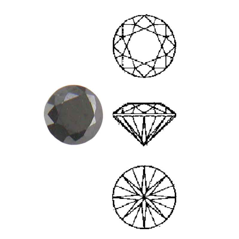 Jewels snythetic cubic zirconia black, round