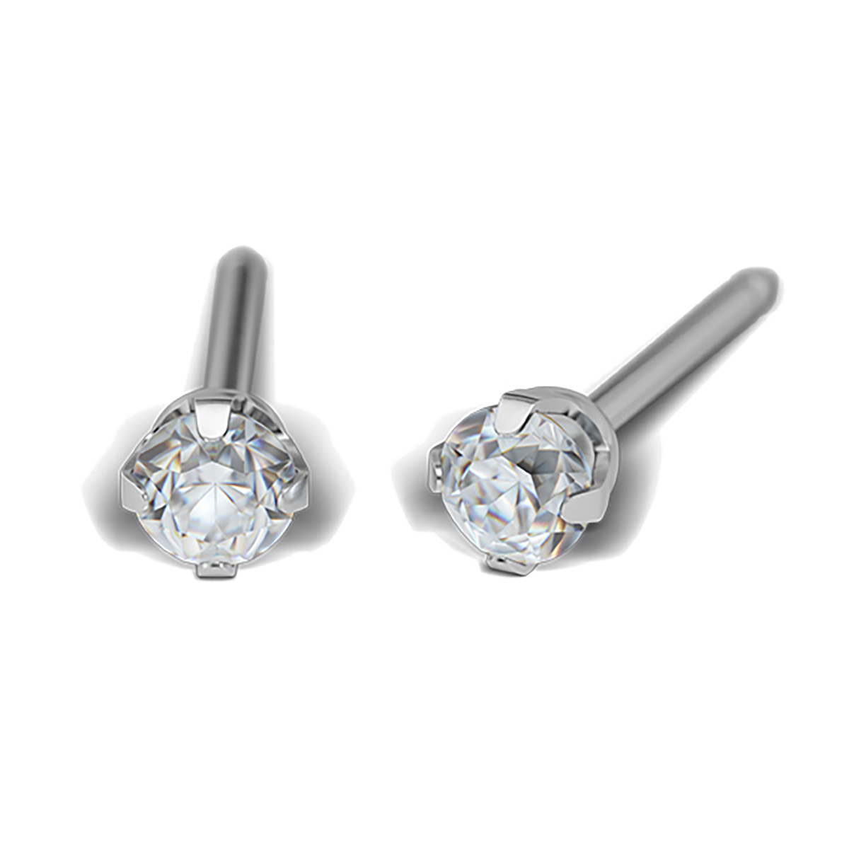 System 75 ear studs, 14 ct yellow gold white rhodium plated
