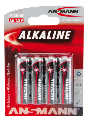 ANSMANN batterie alcaline stilo LR06, AA, blister da 4 pezzi