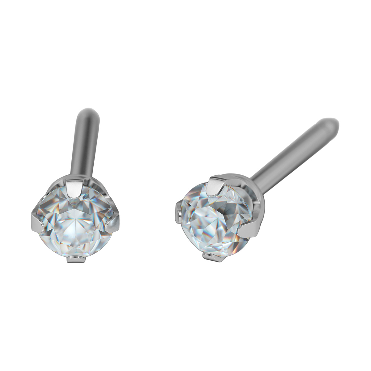 27518_3065 System 75 ear studs, 18 ct yellow gold white rhodium plated
