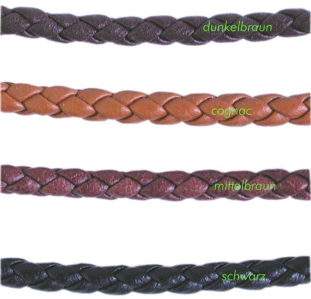Leather cord 3 mm braided cognac Leather cord 3 mm braided cognac