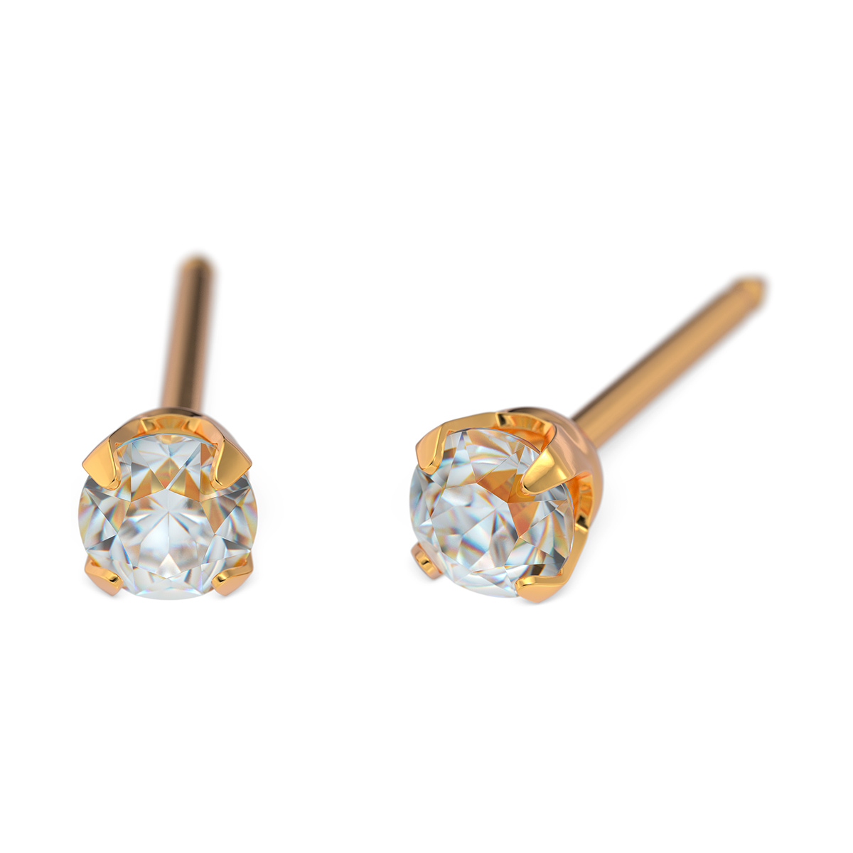 System 75 ear studs, 18 ct yellow gold