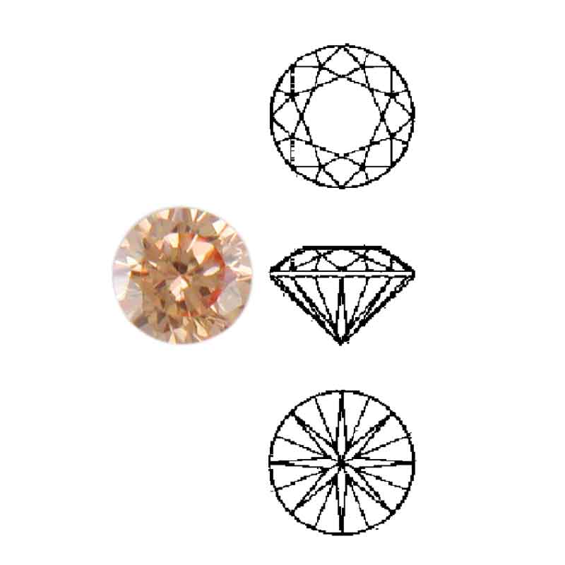 Cubic Zirconia sintetiche marrone chiaro, rotonde Cubic Zirconia sintetiche marrone chiaro, rotonde