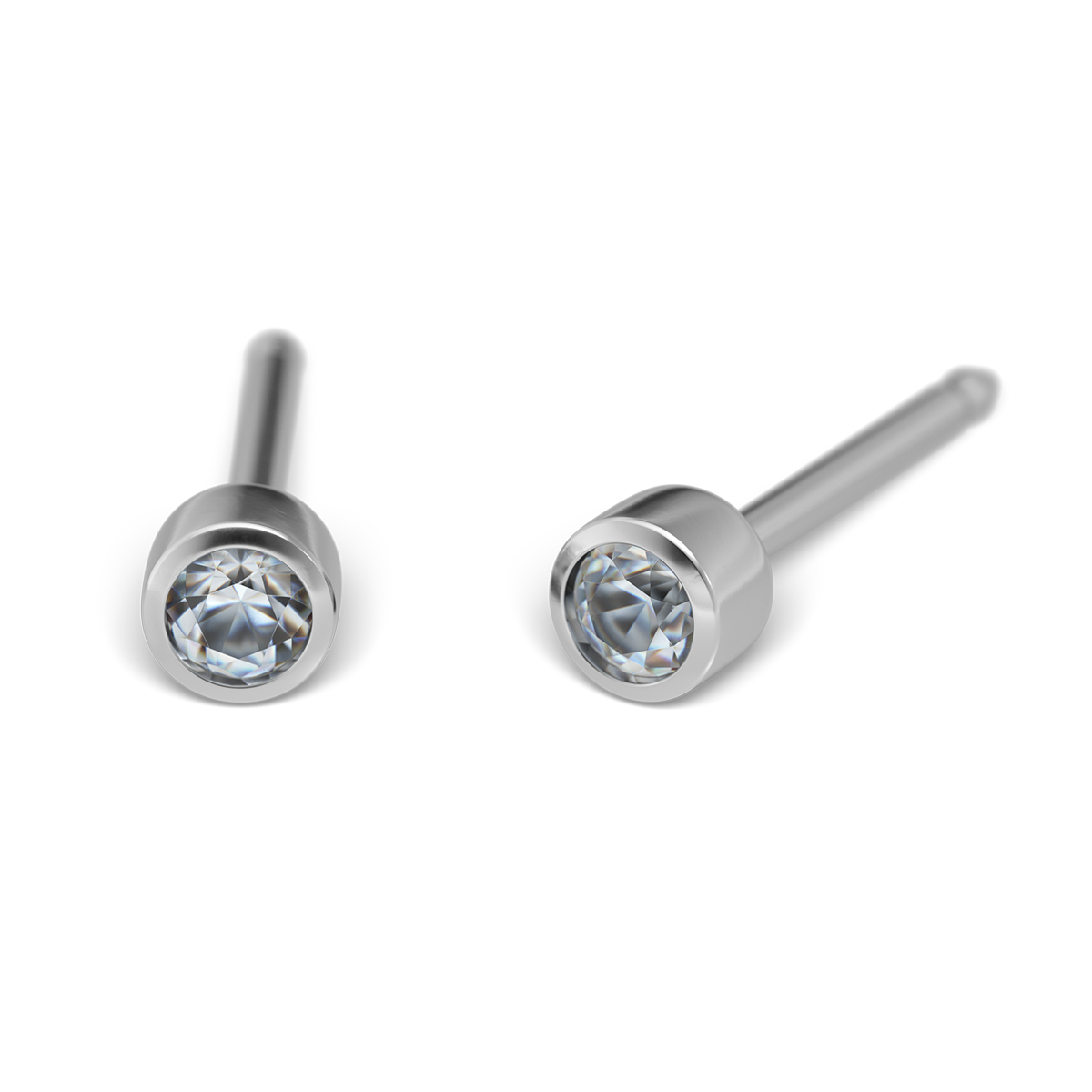 System 75 ear studs, 14 ct yellow gold rhodium plated