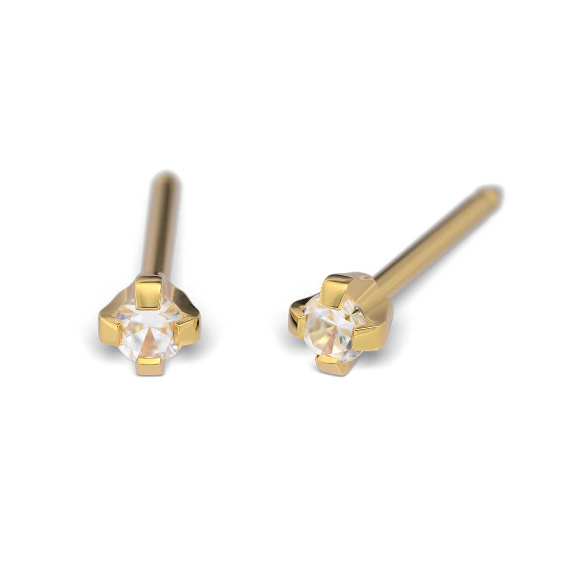 System 75 ear studs, 14 ct yellow gold
