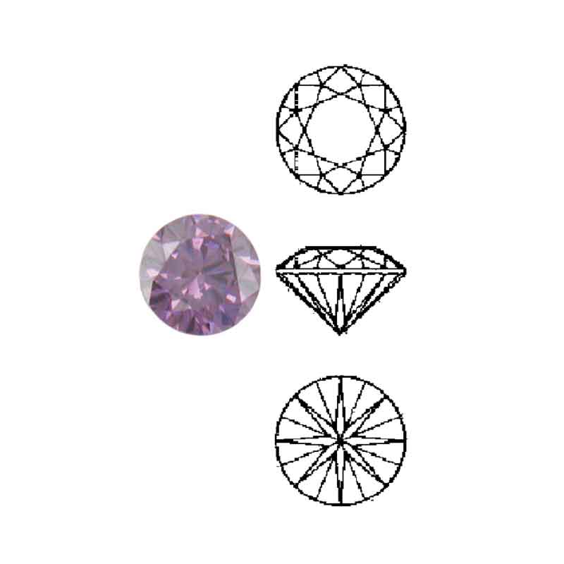 Cubic Zirkonia rund amethyst