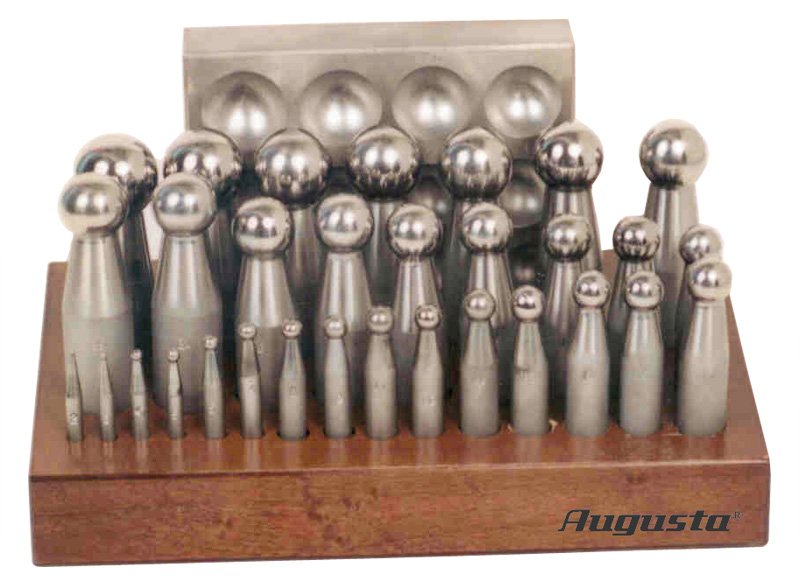 Round head punches with dapping block Round head punches with dapping block