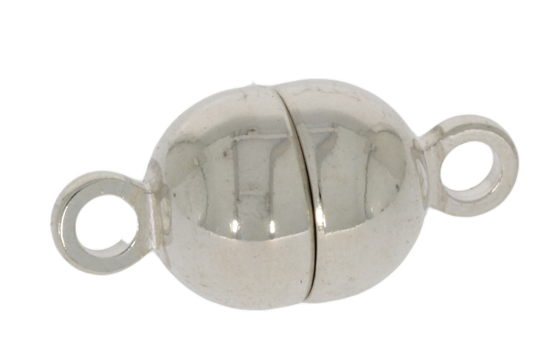 Magnetic clasp barrel silver, polished, 7 mm  Magnetic clasp barrel silver, polished, 7 mm