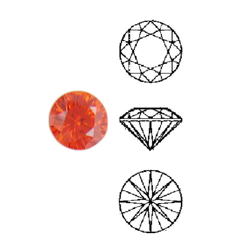 Jewels snythetic cubic zirconia orange, round