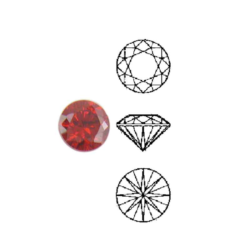 Cubic Zirconia sintetiche granata, rotonde Cubic Zirconia sintetiche granata, rotonde