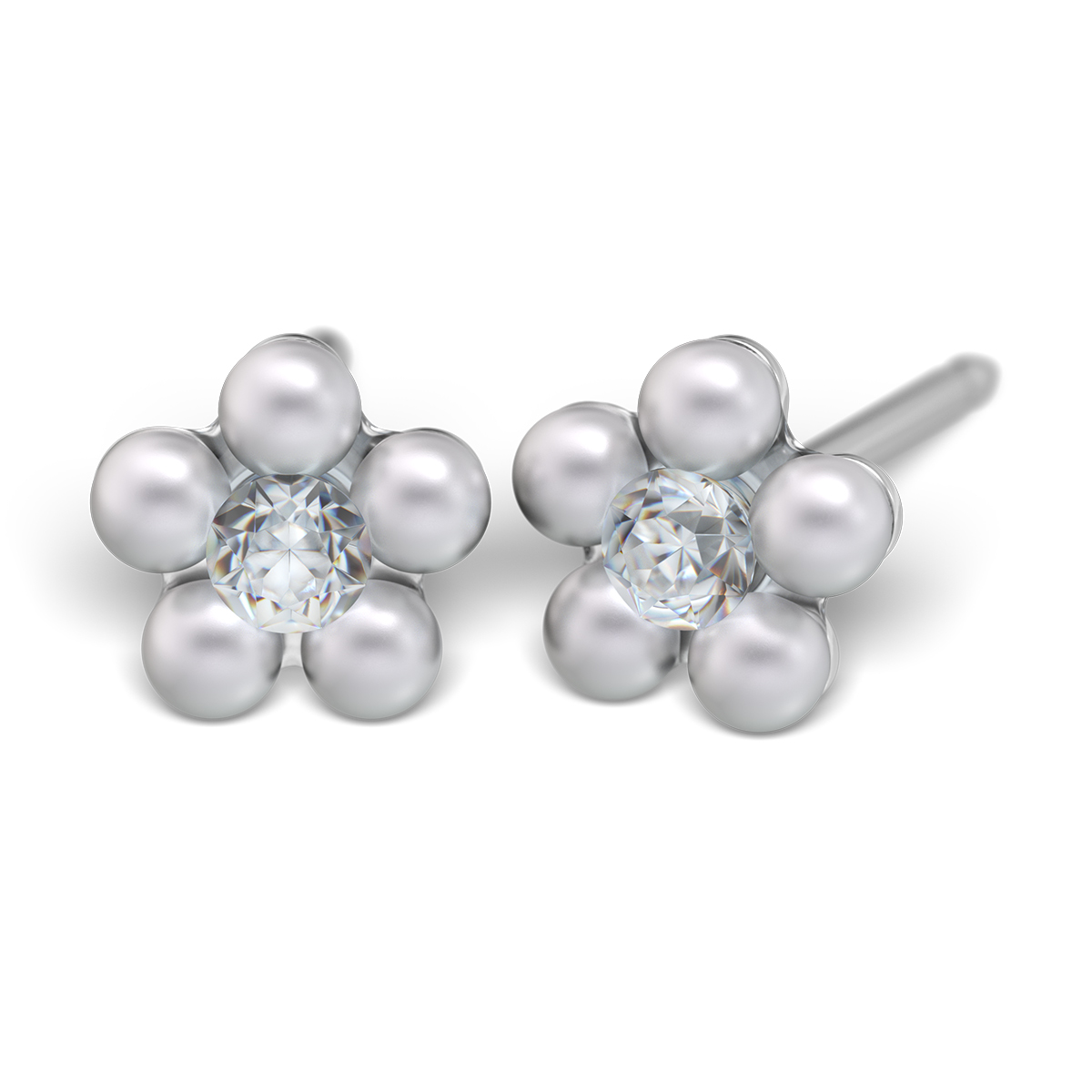 System 75 ear studs, white System 75 ear studs, white