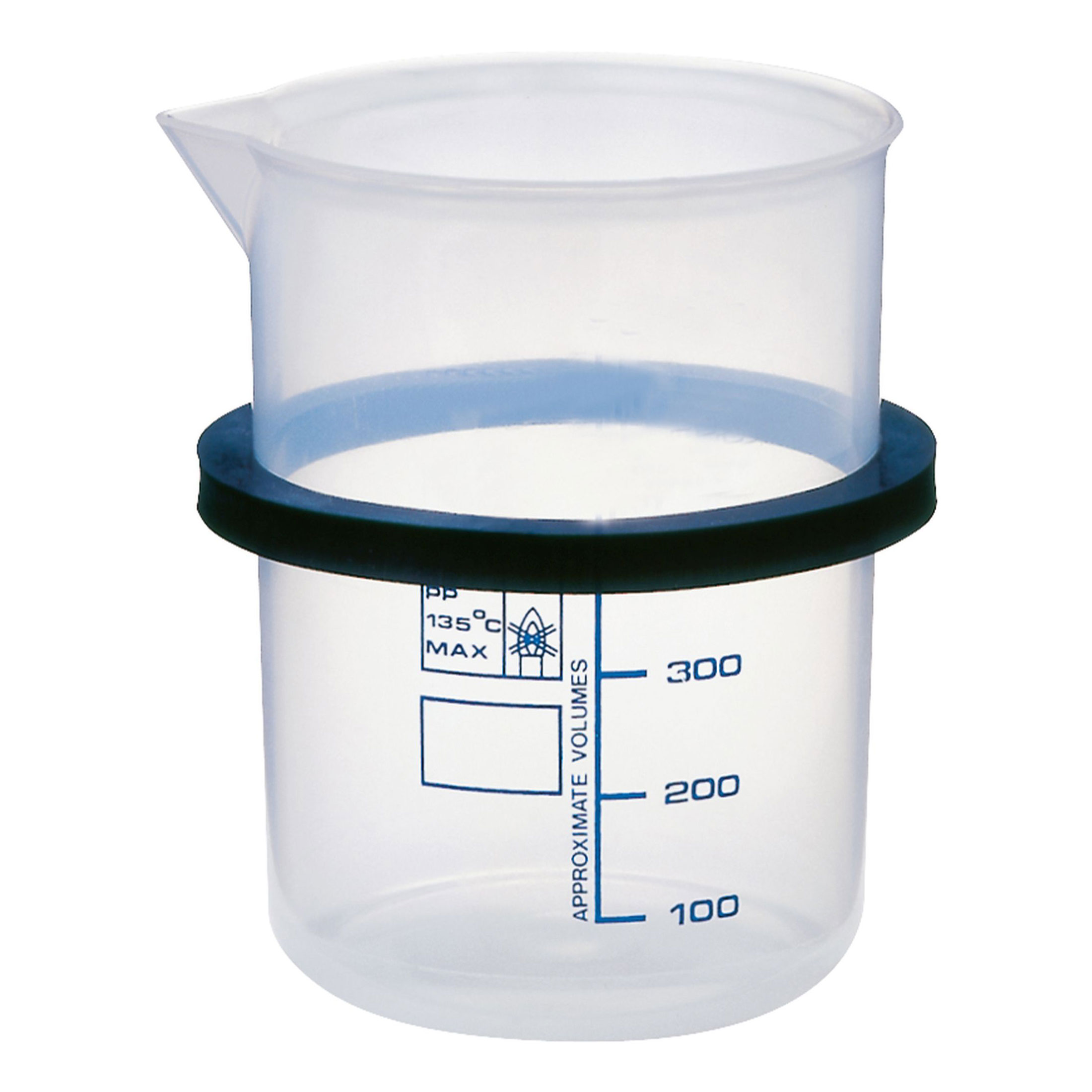 Plastic beaker with rubber ring Plastic beaker with rubber ring
