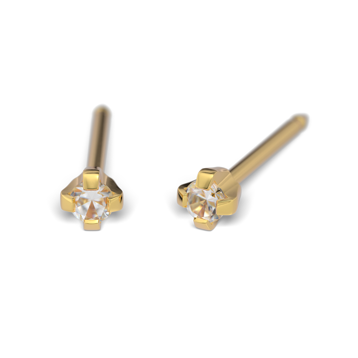 System 75 ear studs, 14 ct yellow gold System 75 ear studs, 14 ct yellow gold