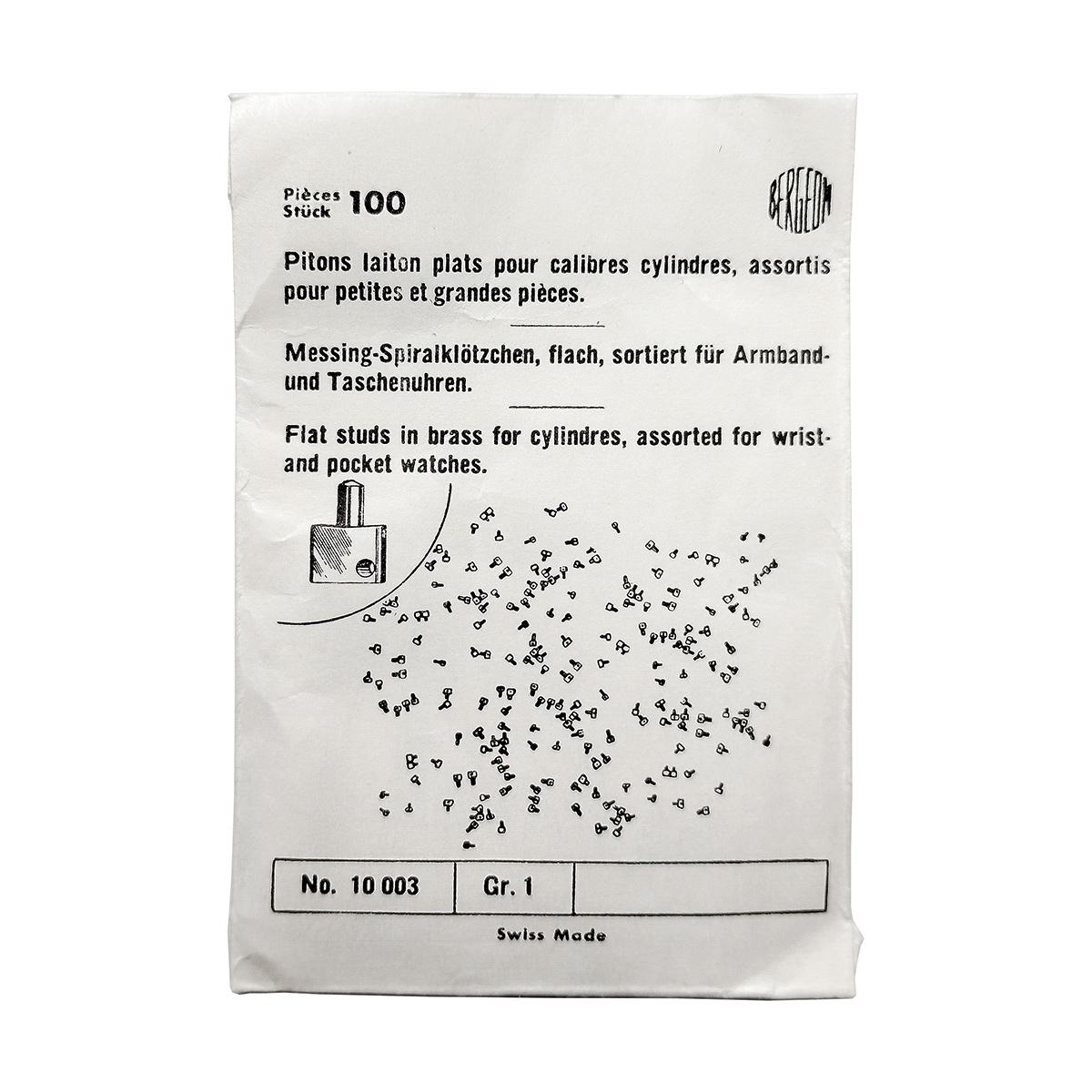 Bergeon Messing-Spiralklötzchen, flach