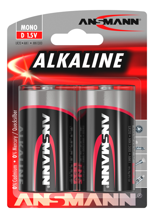 ANSMANN batterie alcaline mono LR20 - D - blister da 2 pezzi