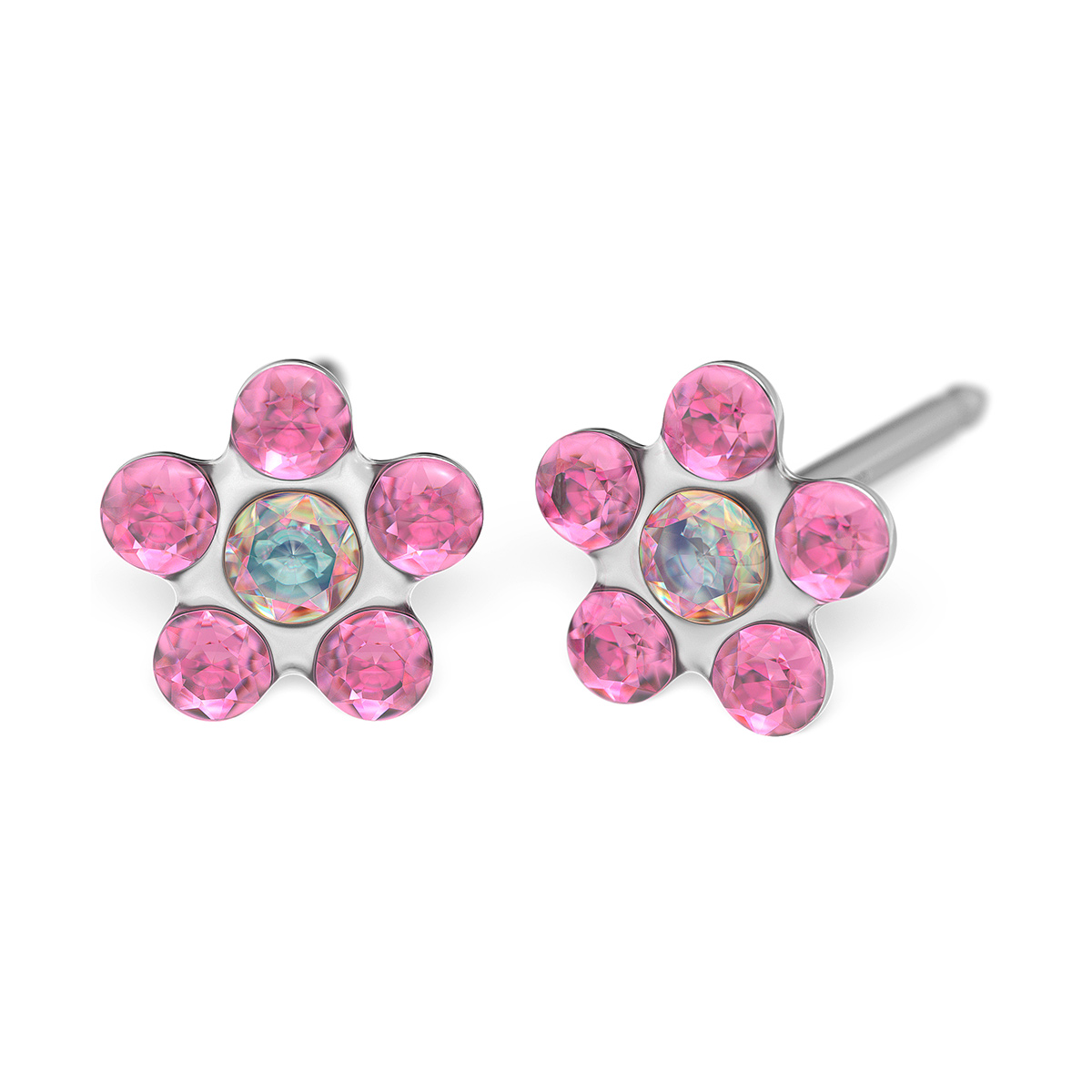 27514_7015 System 75 ear studs, 14 ct yellow gold white rhodium plated