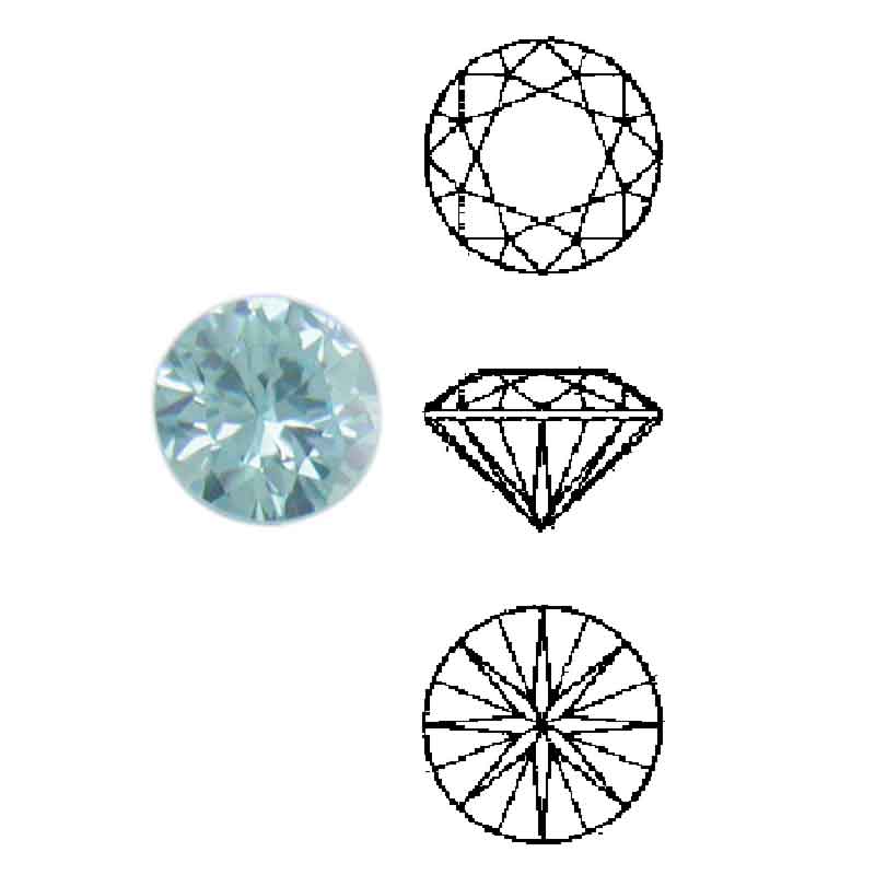 Cubic Zirconia sintetiche topazio blu, rotonde Cubic Zirconia sintetiche topazio blu, rotonde