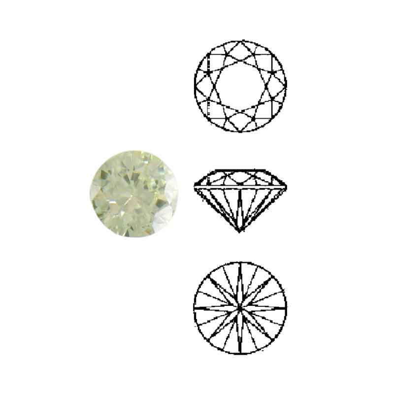 Jewels snythetic cubic zirconia peridot, round
