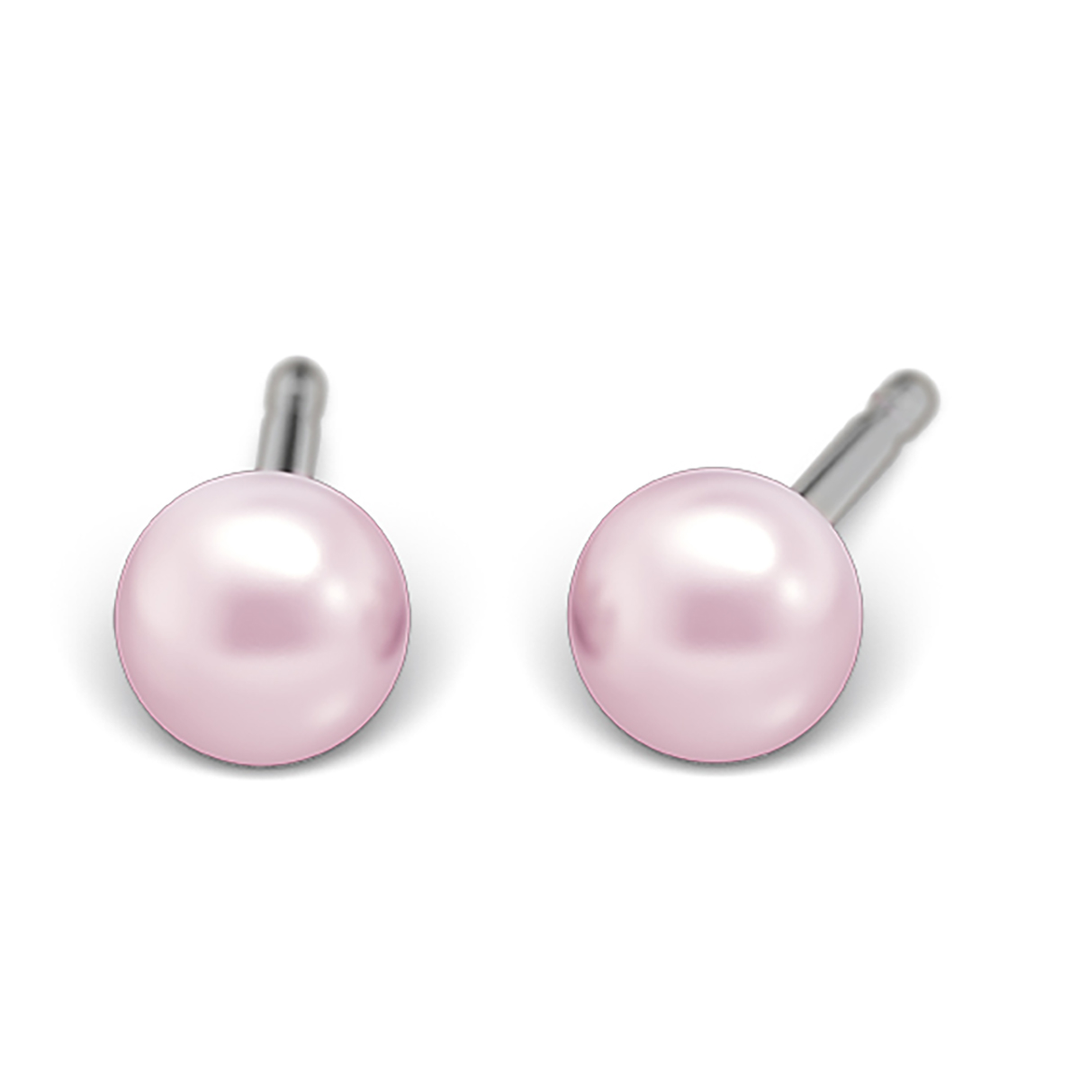 System 75 ear studs, 14 ct yellow gold white rhodium plated