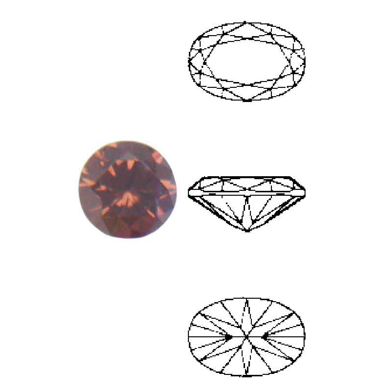 1581_264325 Cubic Zirconia sintetiche marrone, rotonde