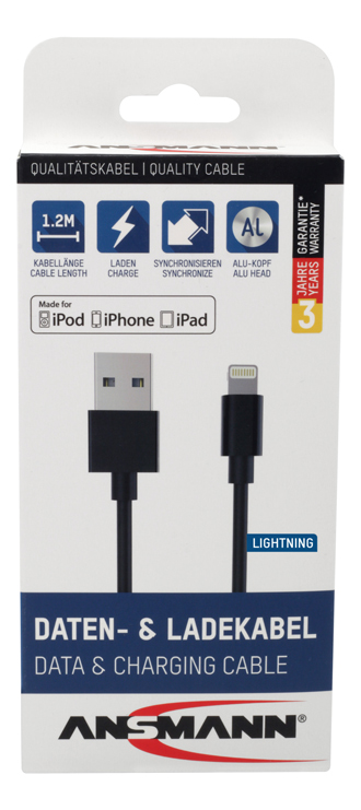 ANSMANN cavo dati e ricarica USB Lightning 120 cm ANSMANN cavo dati e ricarica USB Lightning 120 cm