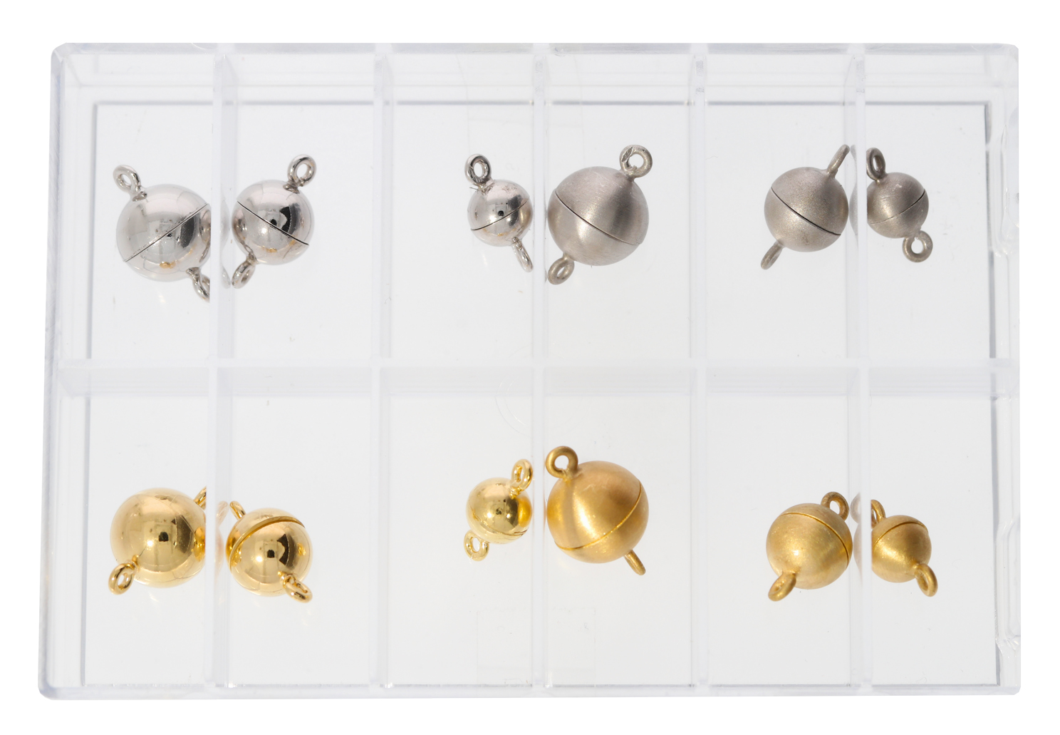 Magnetic ball clasps - assortment, 6, 8 and 10 mm Magnetic ball clasps - assortment, 6, 8 and 10 mm