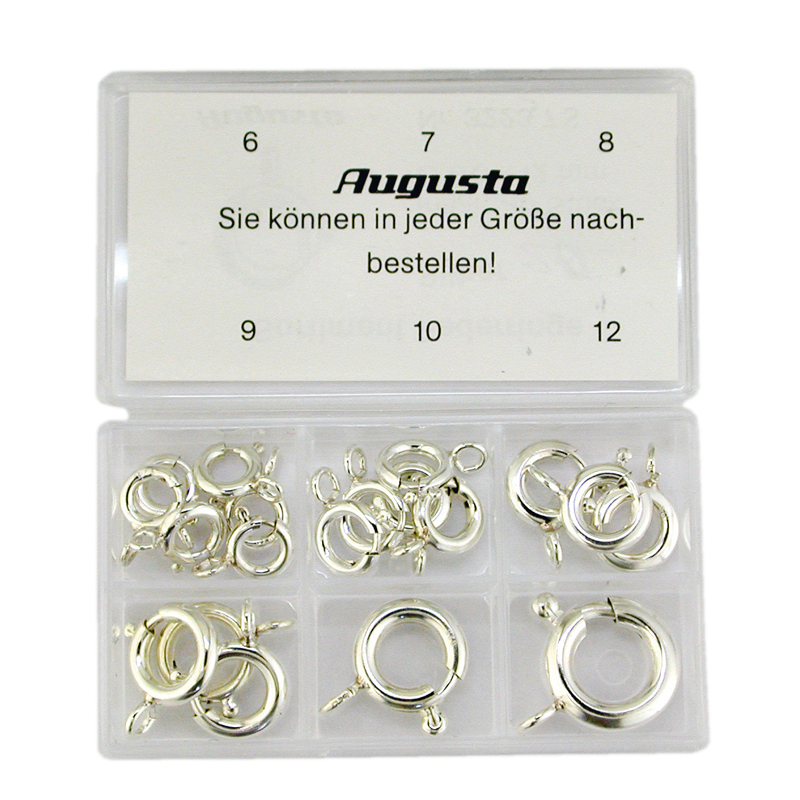 Assortimento anelli a molla, argento, 6 - 12 mm Assortimento anelli a molla, argento, 6 - 12 mm