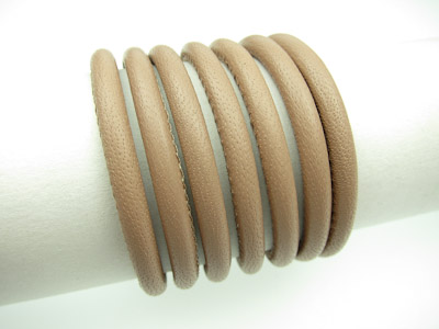 Nappa leather with core, round lined, Ø 4 mm, nude