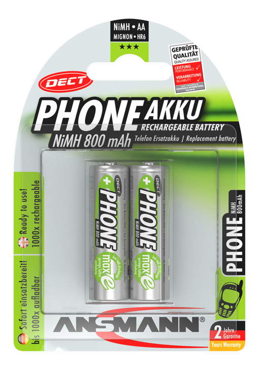 Batterie ANSMANN Mignon PHONE ricaricabili 800 mAh HR6 -AA Batterie ANSMANN Mignon PHONE ricaricabili 800 mAh HR6 -AA