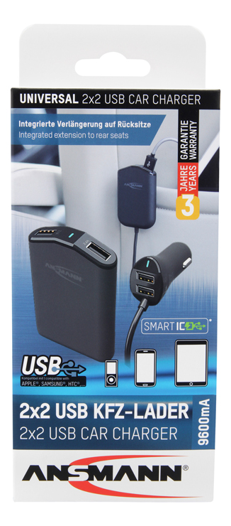 Ansmann In-car charger with 4x USB-ports