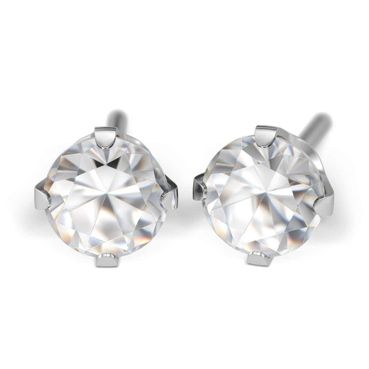 27514_3096 System 75 ear studs 14 ct yellow gold white rhodium plated